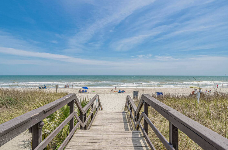 Myrtle Beach oceanfront resort rentals view of beach
